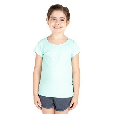 Camiseta Infantil Feminina Manga Curta Básica Céu