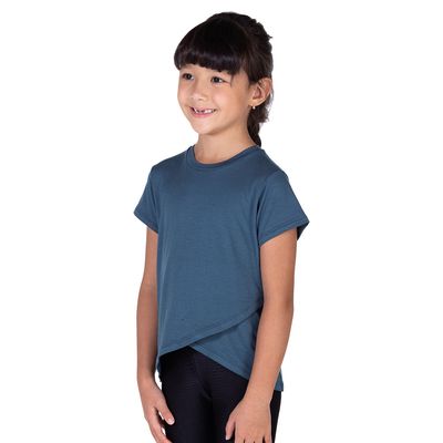 Camiseta feminina infantil manga curta transpasse anoitecer