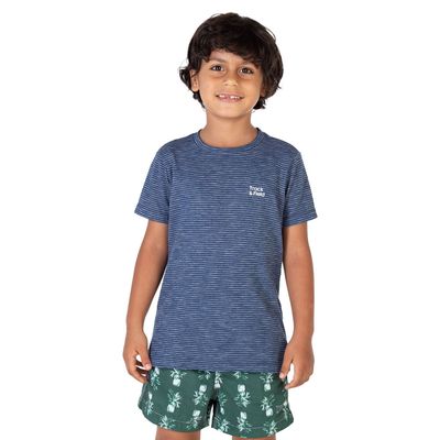 Camiseta masculina infantil manga curta malha beach
