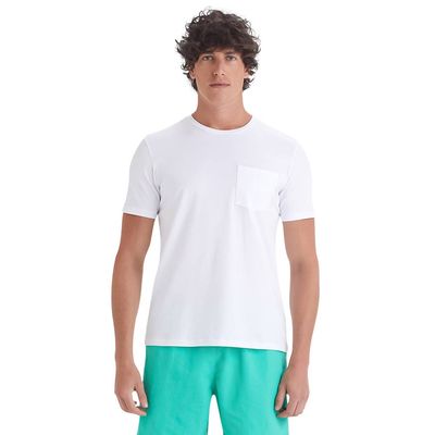 Camiseta masculina manga curta beach branca