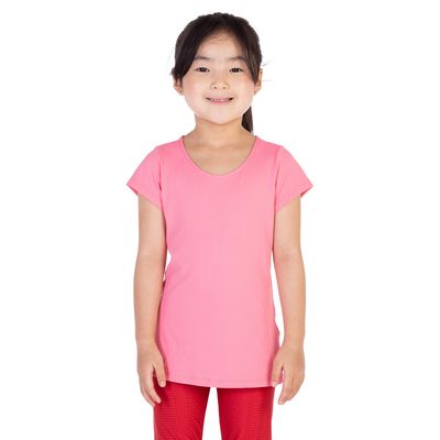 Camiseta feminina infantil manga curta básica hibisco