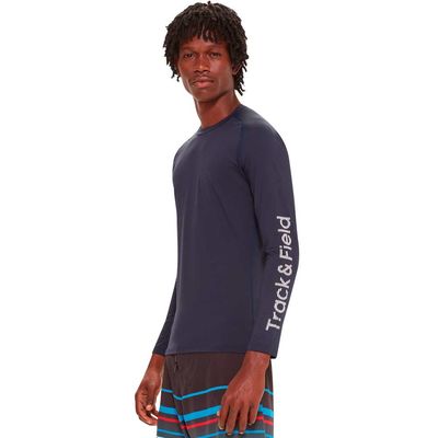 Camiseta masculina manga longa uv  surf azul noturno