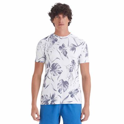 Camiseta masculina malha estampada beach natural