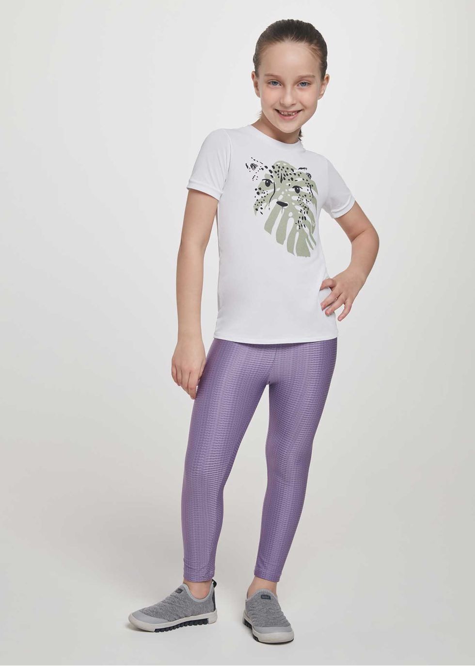 Calça Legging Infantil Menina Térmica Lisa Conforto Frio - Cinza