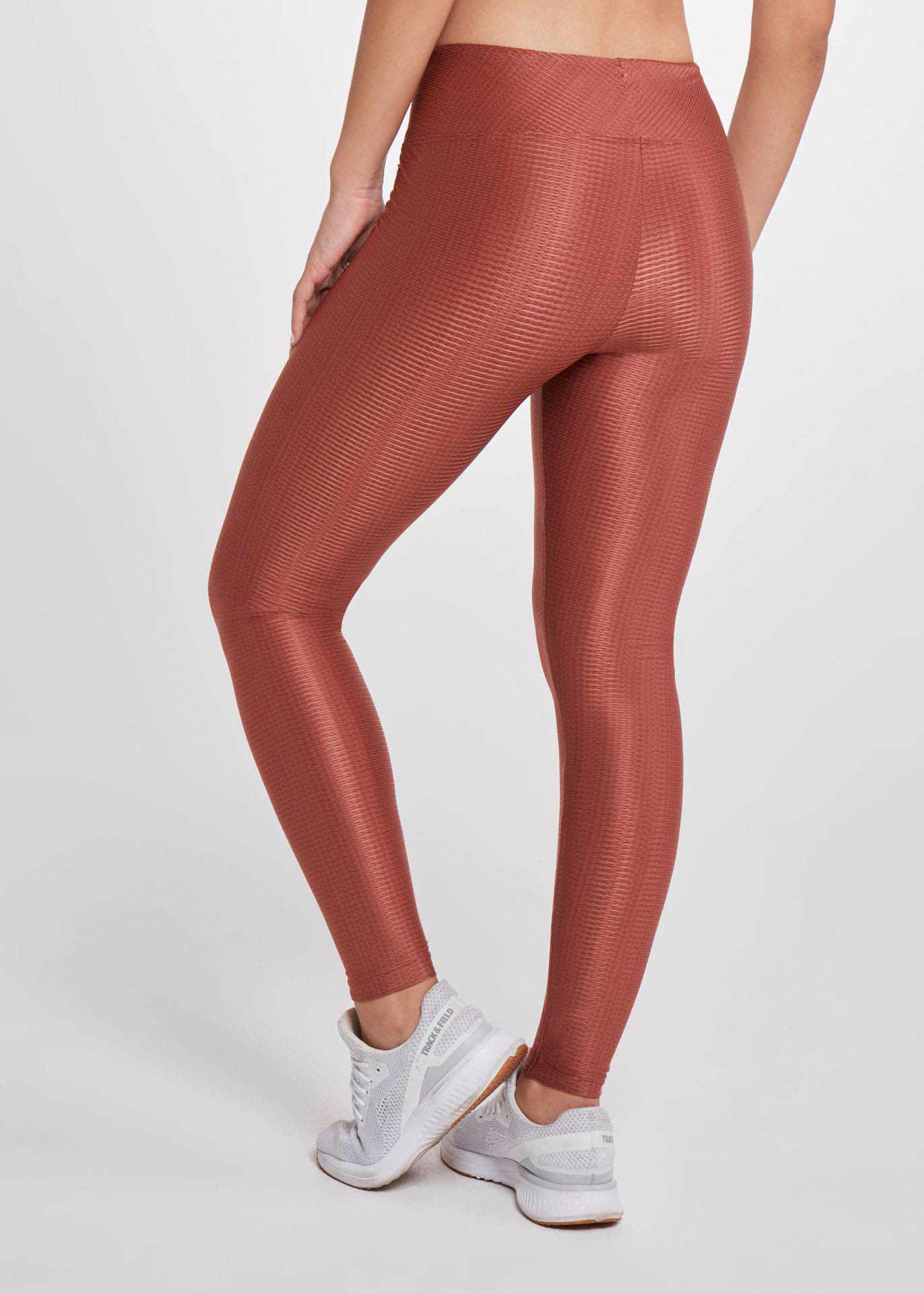 calca legging feminina textura cobre-marrom modela e conforto para seus  treinos