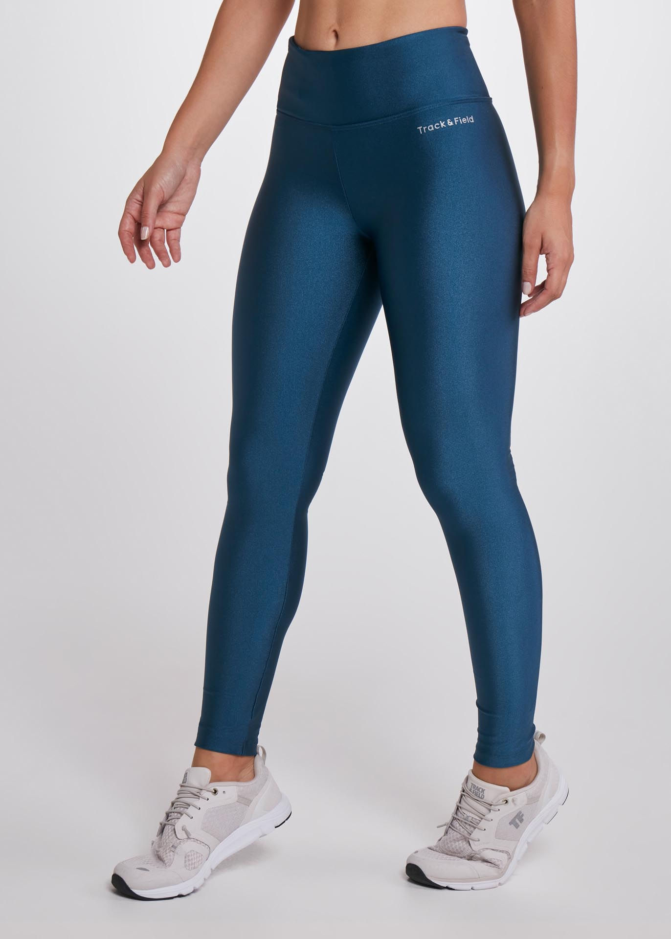 Calça legging feminina trilha azul noturno seu treino com estilo