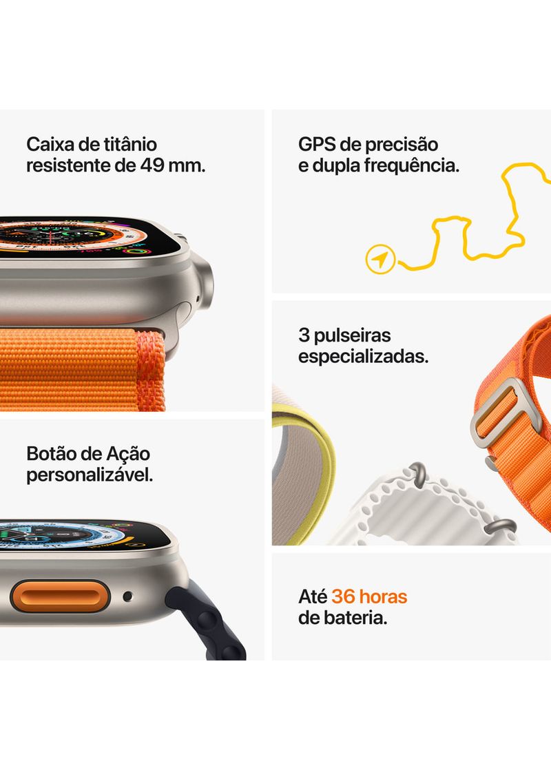 Apple Watch Ultra 49mm GPS + Celullar Caixa Titanio Pulseira (L) Loop  Alpina Estelar Branco