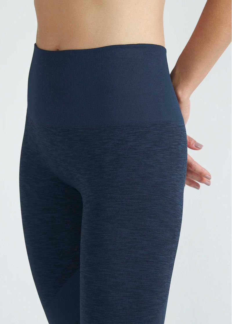 Calça Legging Feminina Skin Recortes Mescla Azul Noturno