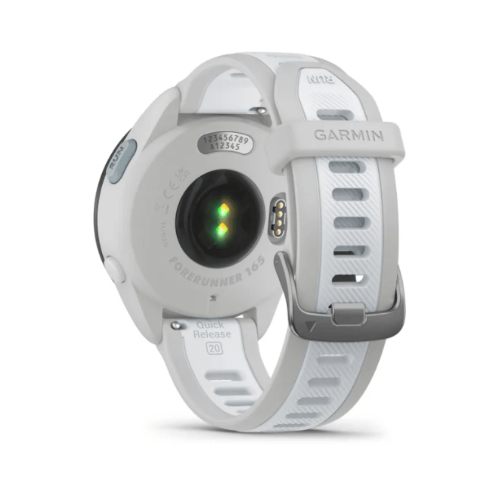 Encontraproduto.com.br - Garmin Relógio Forerunner 165 Branco 43mm com Monitor Cardíaco de Pulso e GPS