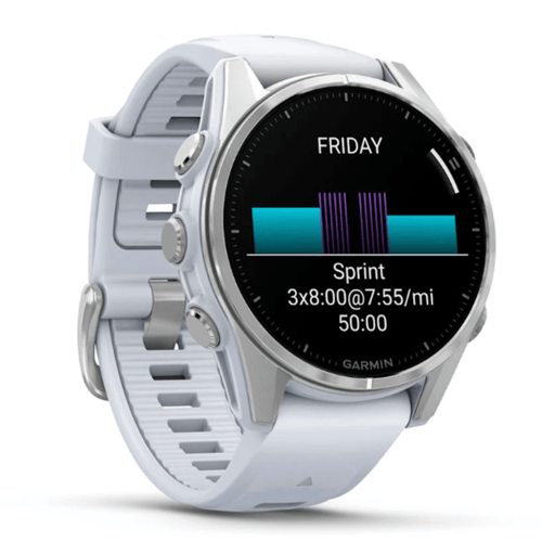 Relógio Garmin Fenix 8S Prata 43mm com Pulseira de Silicone Branca