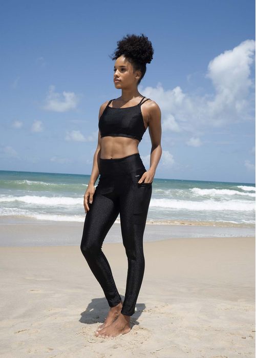 Calça Legging  Feminina  Bolsos Brilho