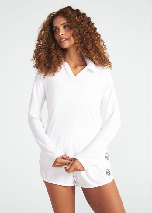 Polo Feminina Manga Longa Atoalhada Stripes
