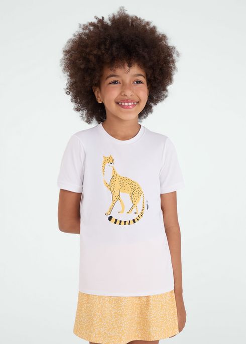 Camiseta Infantil  Feminina Manga Curta Thermodry Oncinha