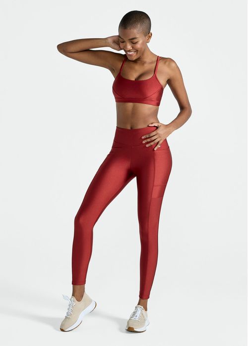 Calça Legging Feminina Bolsos Brilho