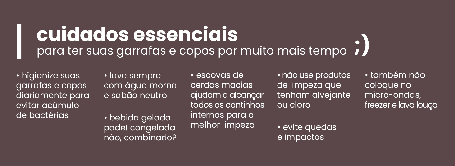 LP Garrafas e Copos - Banner Rodape Cuidados