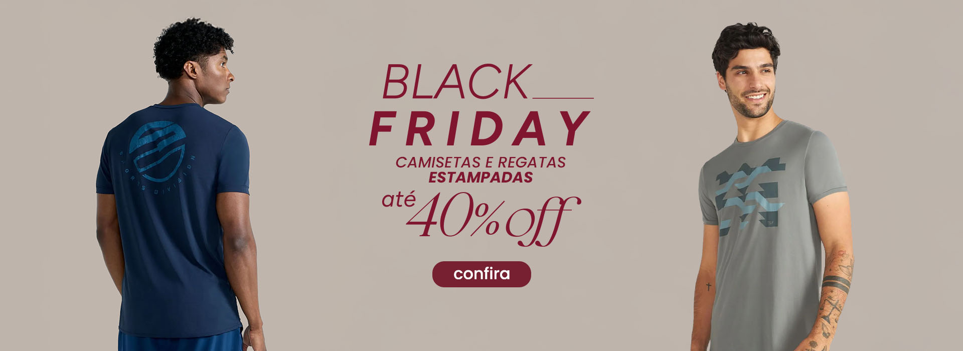 Home Masculina | Banner Principal - Black Friday 2025 - Camisetas e Regatas Estampadas